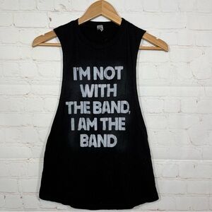 Corner Shop Tank Top Womens Size XS Black Graphic Print Band Tee Made In USA
